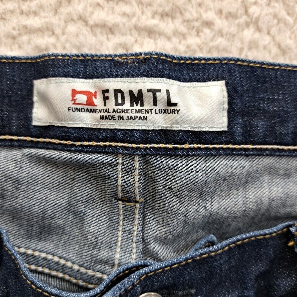 Mens FDMTL Japan Jeans Skinny Fit Straight  Blue EUC 36x34 Fundamental Agreement - Picture 3 of 10